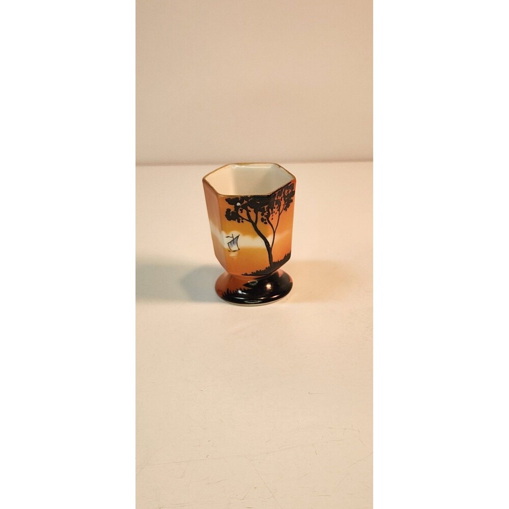 Vintage NORITAKE TREE With Boat Toothpick Holder 2.5" Tall Rare Asian Collector